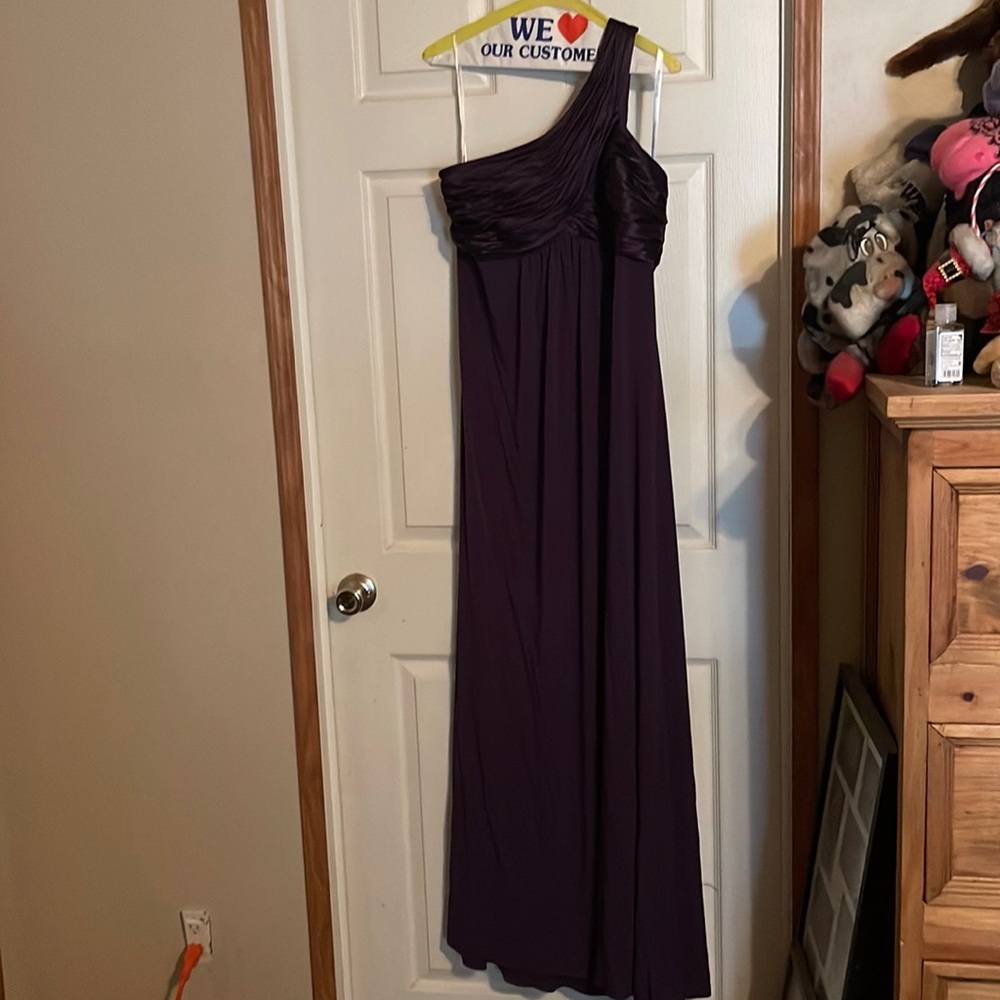 David’s Bridal purple dress